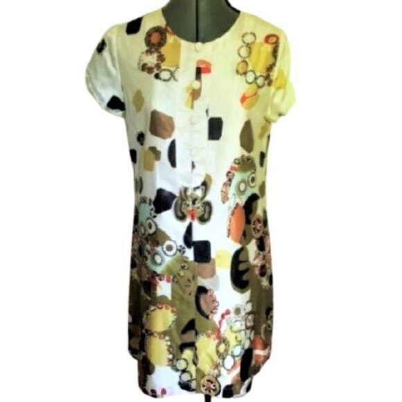 Vintage 90s Vertigo Paris cotton & silk blend shift tunic dress - Picture 2 of 7